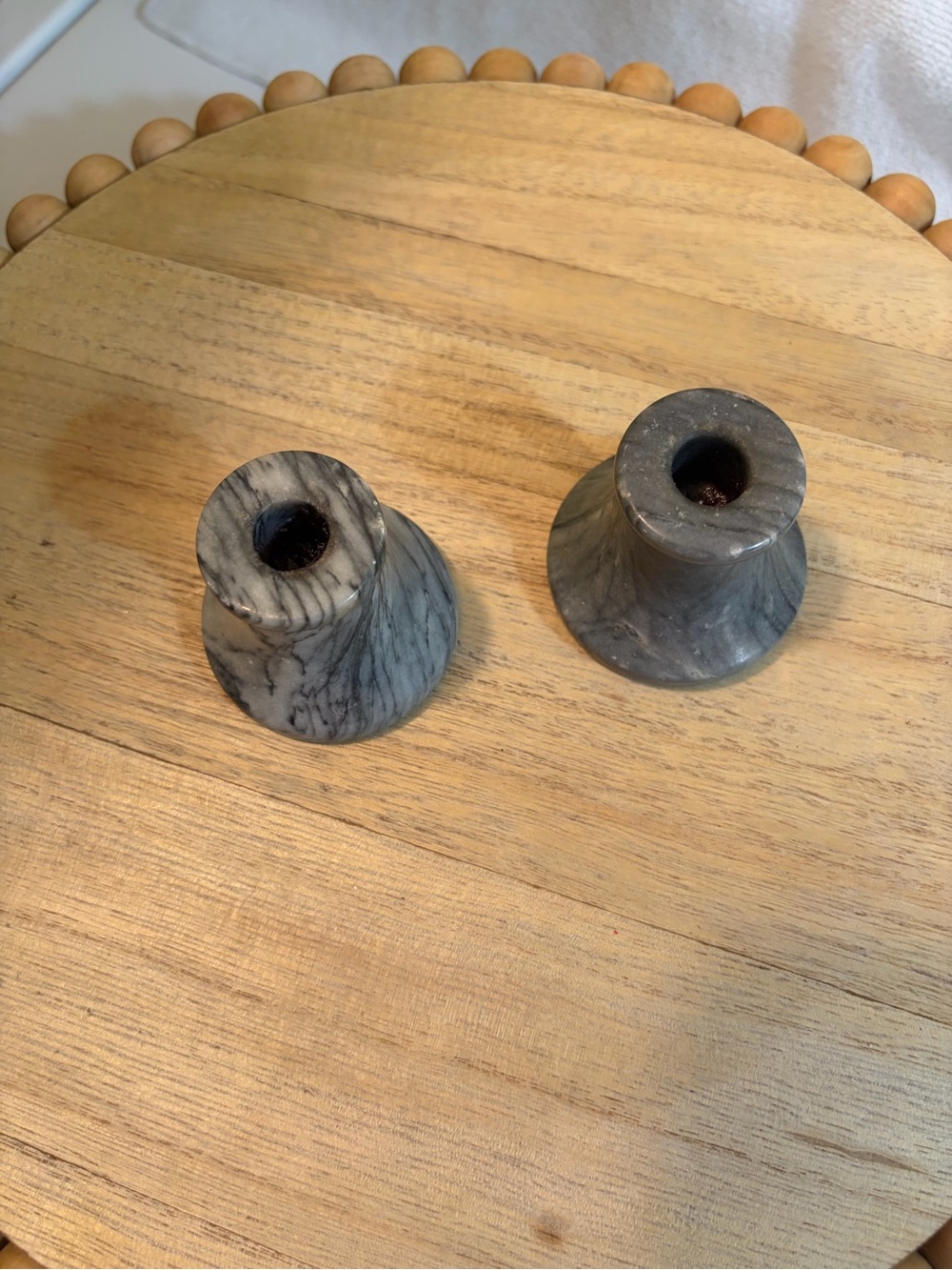 Gray Marble Taper Candle Holders Set - Pair - Picture 2 of 7
